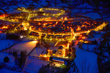 Benasque village sunset in Huesca Pyrenees Spain © lunamarina