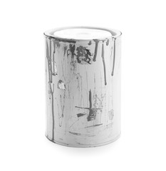 Can of paint on white background