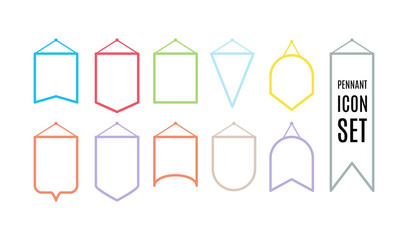 Pennant outline icon set. Vector illustration, flat design