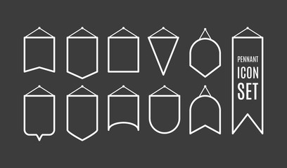 Pennant outline icon set. Vector illustration, flat design