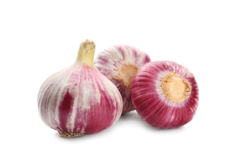 Fresh garlic on white background