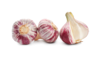 Fresh garlic on white background