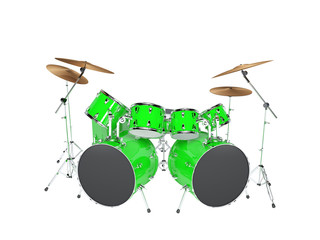 Drum set green isolated on a white background