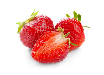 Tasty red strawberries on white background