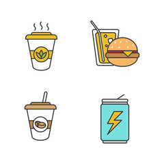 Drinks color icons set