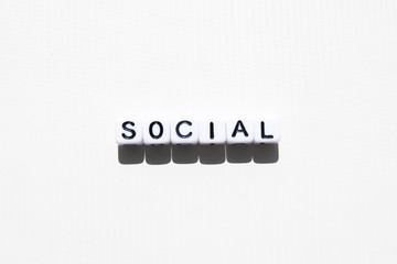 Word SOCIAL in vubes on white background