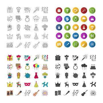 Holiday accessories icons set