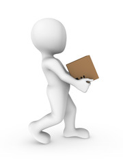 3d rendered white human with a box