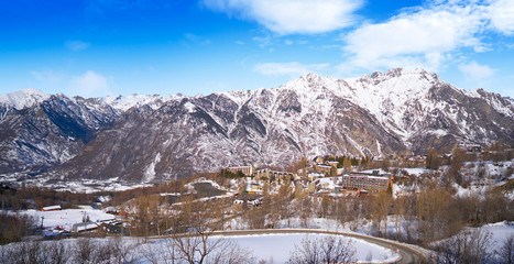 Cerler ski area skyline in Huesca Pyrenees Spain