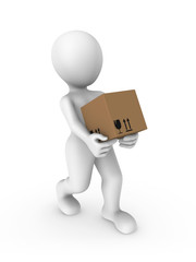 3d rendered white human with a box