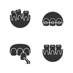 Dentistry glyph icons set