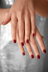 Young woman with beautiful manicure, closeup