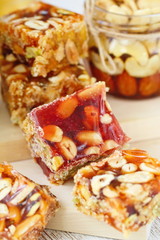 Nuts in honey and sweet marmalade with various nuts