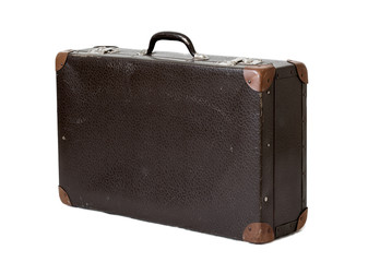 Old battered brown suitcase