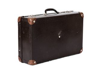 Old battered brown suitcase
