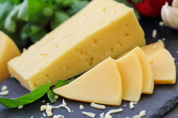 Cheese with basil and vegetables