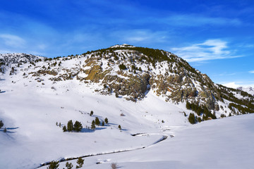 Cerler sky area in Pyrenees of Huesca Spain