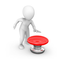3d human with the big red button