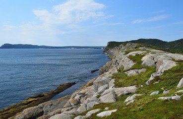 scenic view along the shoreline at Father Troy East Coast Trail along the Killick coast near  Flatrock NL, Canada during Summer 