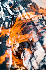 Brennendes Holz Nahaufnahme