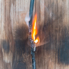 fire, wire in fire and smoke, copy space