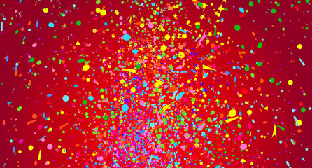 Bright explosion. Firework. Texture with random geometric glitters. Background with confetti. Pattern for design. Print for banners, posters and textiles. Greeting cards