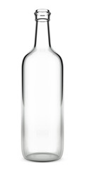 empty glass bottle isolated on white background