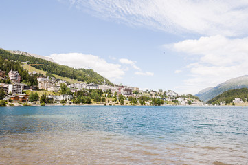 St. Moritz, St. Moritzersee, Seenplatte, Oberengadin, Engadin, Malojawind, Wassersport, Corviglia, Alpen, Graubünden, Sommer, Schweiz