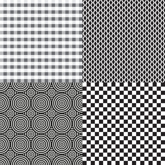Set of seamless backgrounds. Checkered pattern. Abstract geometric wallpaper of the surface. Print for polygraphy, posters, t-shirts and textiles. Doodle for design