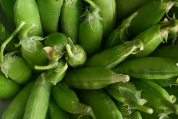 Fresh green peas, closeup
