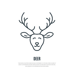 Deer line icon. Minimalist illustration of Wild animal. Vector Template for your design.