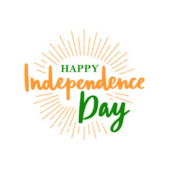 Greeting card with lettering for celebrating Independence Day of India.15th August. Vector illustration.
