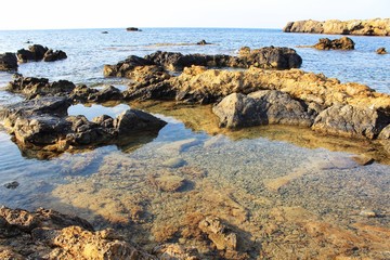 Beaches and cliffs of Tabarca Island in Alicante, Spain