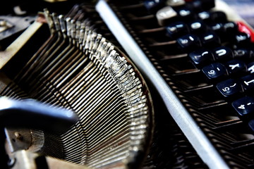 close-up view of an old typewriter