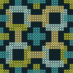 Seamless abstract geometric pattern. Mosaic texture. Cross-stitch. Textile rapport.