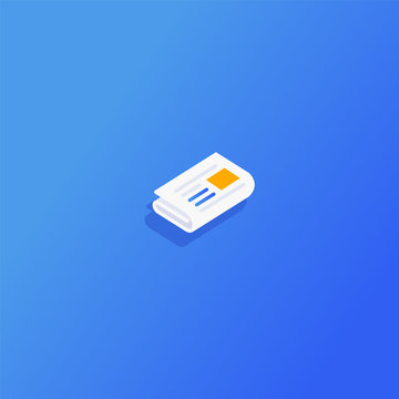 Isometric Newspaper Icon Vector. Blank Newspaper.