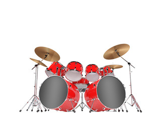 Drum set red isolated on a white background