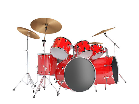 Drum set red isolated on a white background