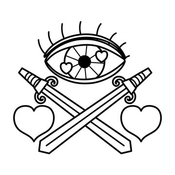 recommend clip art: line hearts inside eye lovestruck with swords object