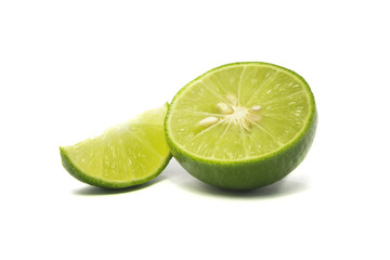 Green lime isolated on white background.