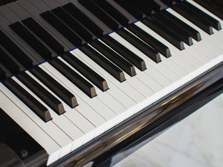Piano keys close-up, music