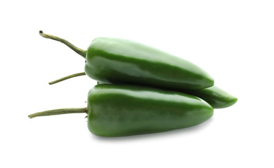 Fresh chili peppers on white background