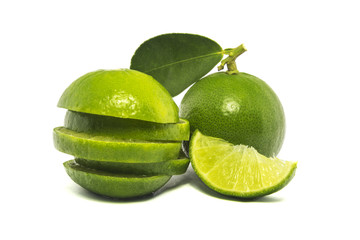 Green lime isolated on white background.