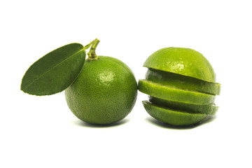 Green lime isolated on white background.