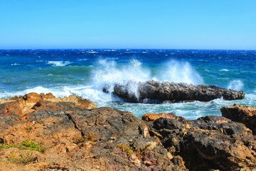 Beaches and cliffs of Tabarca Island in Alicante, Spain