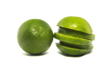 Green lime isolated on white background.