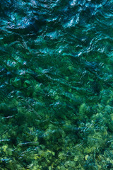 amazing beautiful view of waves in river water, summer travel concept, wallpaper texture