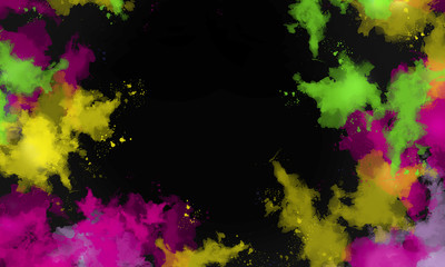 Watercolor splotches on a black background