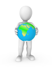 3d human with Earth in hands.