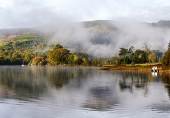 The Calm waters of Loch Ard on an Autumn morning - 214615514